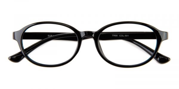 Kid's Oval Eyeglasses Full Frame TR90 Black - FP1205