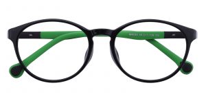 Kid's Oval Eyeglasses Full Frame TR90 Green/Black - FP1754