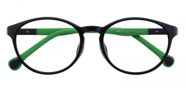 Kid's Oval Eyeglasses Full Frame TR90 Green/Black - FP1754