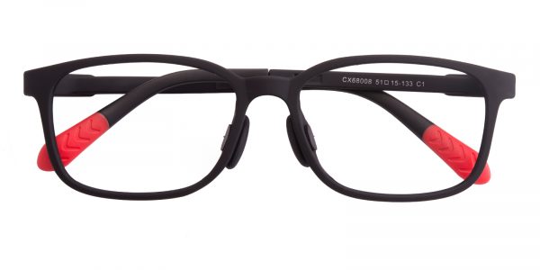 Kid's Rectangle Eyeglasses Full Frame Silica-gel Black - FP1543
