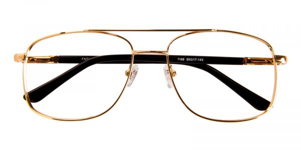 Men's Aviator Eyeglasses Full Frame Metal Golden - FM1044