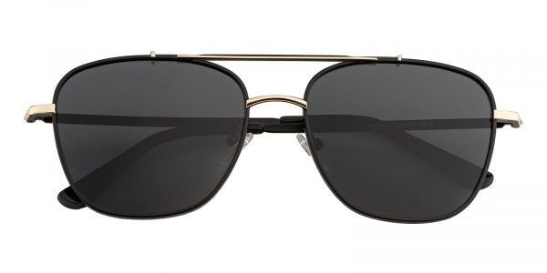 Men's Aviator Sunglasses Full Frame Metal Black/Golden - SUP0674