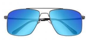 Men's Aviator Sunglasses Full Frame Metal Gunmetal/Blue mirror-coating - SUP0681