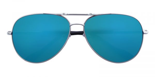 Men's Aviator Sunglasses Full Frame Metal Silver/Blue mirror-coating - SUP0510