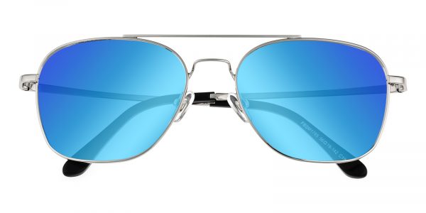 Men's Aviator Sunglasses Full Frame Metal Silver/Blue mirror-coating - SUP0679