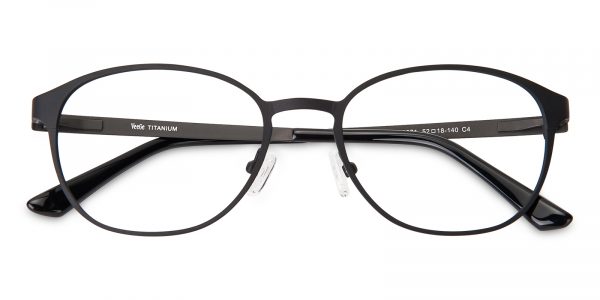 Men's Oval Eyeglasses Full Frame Titanium Black - FT0157