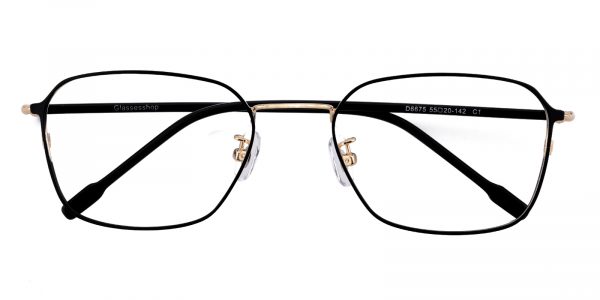 Men's Polygon Eyeglasses Full Frame Metal Black/Golden - FM1169