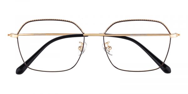 Men's Polygon Eyeglasses Full Frame Titanium Brown/Golden - FT0258