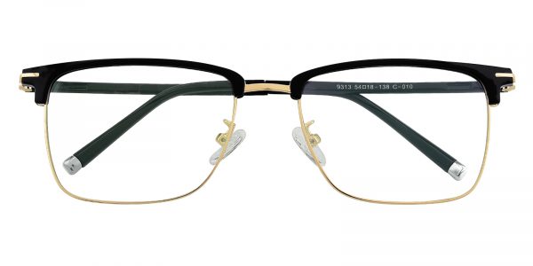 Men's Rectangle Browline Eyeglasses Full Frame TR90 Black/Golden - FP1788