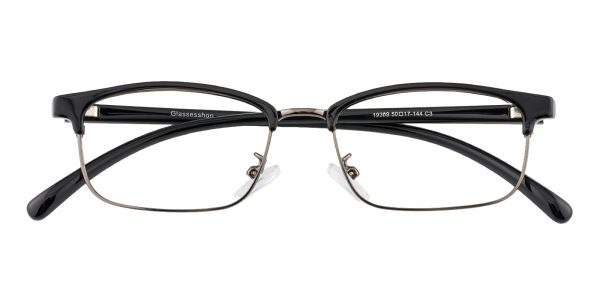 Men's Rectangle Browline Eyeglasses Full Frame TR90 Black/Gunmetal - FP1892