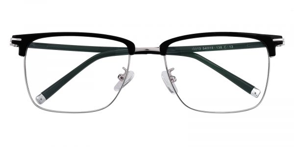 Men's Rectangle Browline Eyeglasses Full Frame TR90 Black/Silver - FP1787