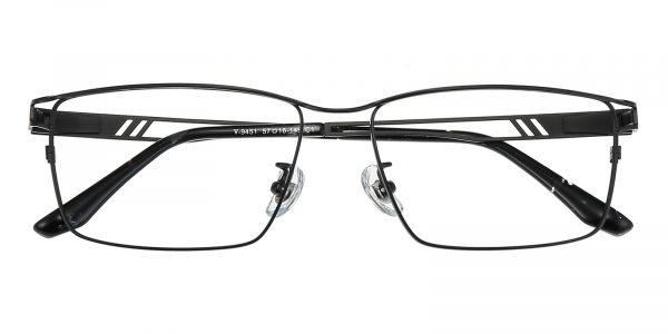 Men's Rectangle Browline Eyeglasses Full Frame Titanium Black - FT0298