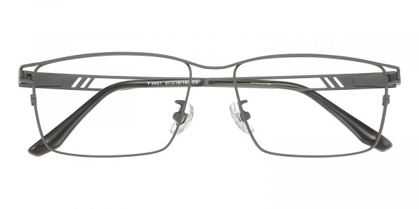 Men's Rectangle Browline Eyeglasses Full Frame Titanium Gunmetal - FT0299