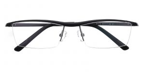 Men's Rectangle Browline Eyeglasses Half Frame Aluminum Black - SM0847