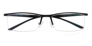 Men's Rectangle Browline Eyeglasses Half Frame Aluminum Black - SM0848