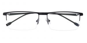 Men's Rectangle Browline Eyeglasses Half Frame Metal Black - SM0840