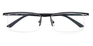 Men's Rectangle Browline Eyeglasses Half Frame Metal Black - SM0843