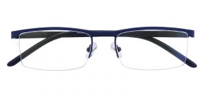 Men's Rectangle Browline Eyeglasses Half Frame Metal Blue - SM0856