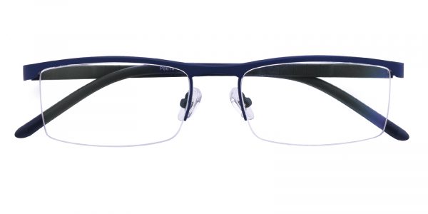 Men's Rectangle Browline Eyeglasses Half Frame Metal Blue - SM0856