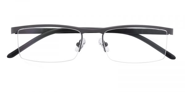 Men's Rectangle Browline Eyeglasses Half Frame Metal Gray - SM0855