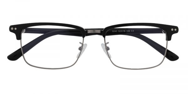 Men's Rectangle Browline Horn Eyeglasses Full Frame TR90 Black/Gunmetal - FP1775