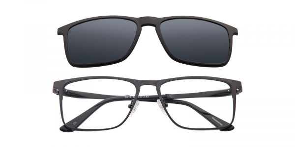 Men's Rectangle Eyeglasses Full Frame Metal Black - FM1086