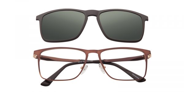 Men's Rectangle Eyeglasses Full Frame Metal Brown - FM1084