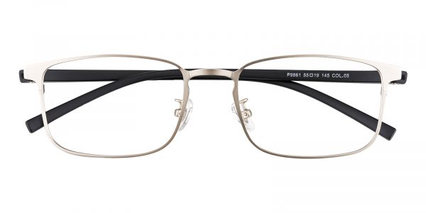 Men's Rectangle Eyeglasses Full Frame Metal Silver - FM1377