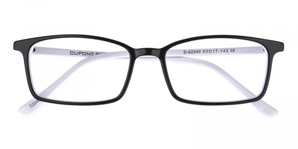 Men's Rectangle Eyeglasses Full Frame Plastic Black/White - FZ1046