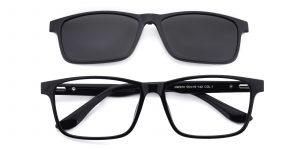 Men's Rectangle Eyeglasses Full Frame Ultem Black - FP1724