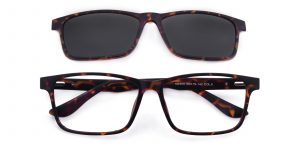 Men's Rectangle Eyeglasses Full Frame Ultem Tortoise - FP1725