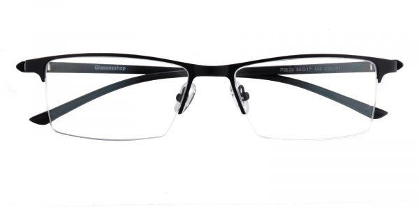Men's Rectangle Eyeglasses Half Frame Metal Black - SM0798