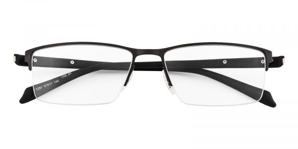 Men's Rectangle Eyeglasses Half Frame Metal Black - SM0884