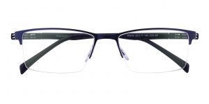 Men's Rectangle Eyeglasses Half Frame Metal Blue - SM0822