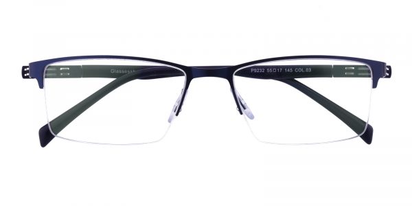 Men's Rectangle Eyeglasses Half Frame Metal Blue - SM0822