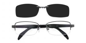 Men's Rectangle Eyeglasses Half Frame Plastic Gunmetal - SM0853