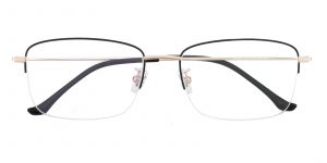 Men's Rectangle Eyeglasses Half Frame Titanium Black/Golden - ST0219
