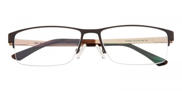 Men's Rectangle Eyeglasses Half Frame Titanium Brown - ST0173