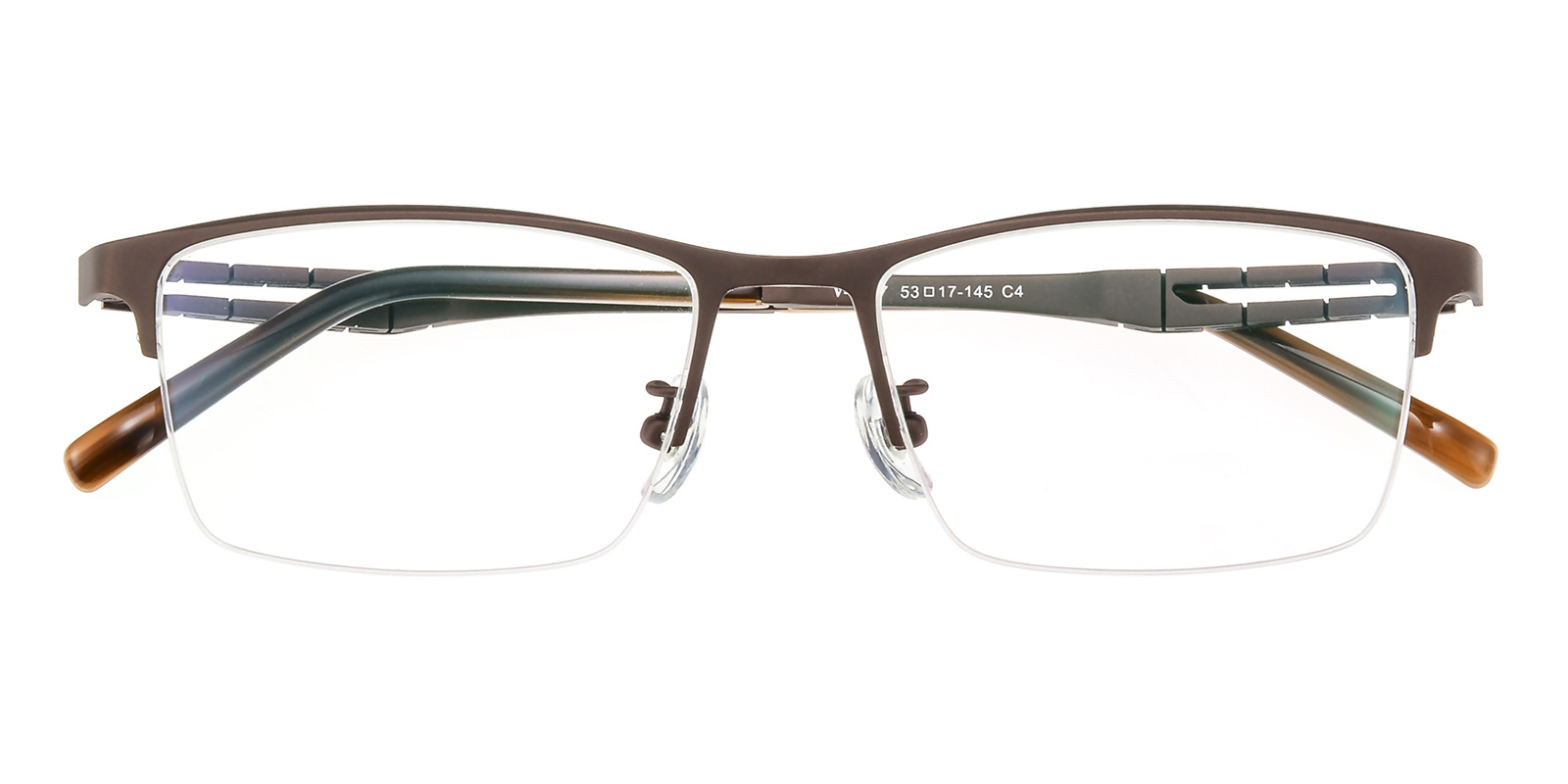 Men's Rectangle Eyeglasses Half Frame Titanium Brown - ST0225