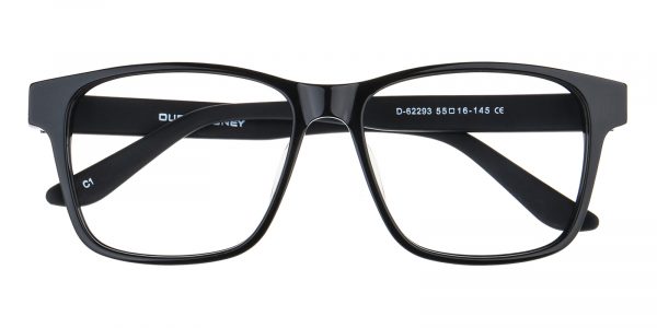 Men's Square Horn Eyeglasses Full Frame Plastic Black - FZ1118