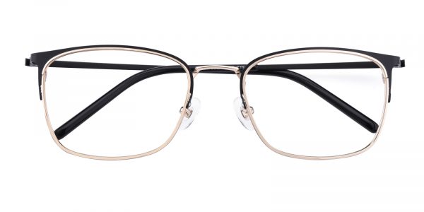 Unisex Classic Wayframe Eyeglasses Full Frame Metal Black/Golden - FM1199