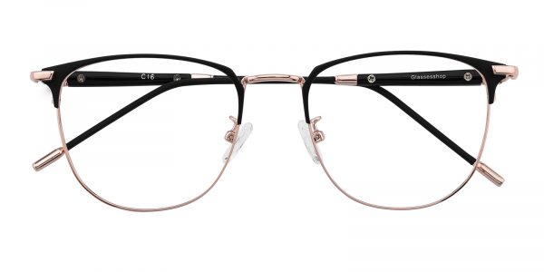 Unisex Classic Wayframe Eyeglasses Full Frame Metal Black/Rose Gold - FM1354