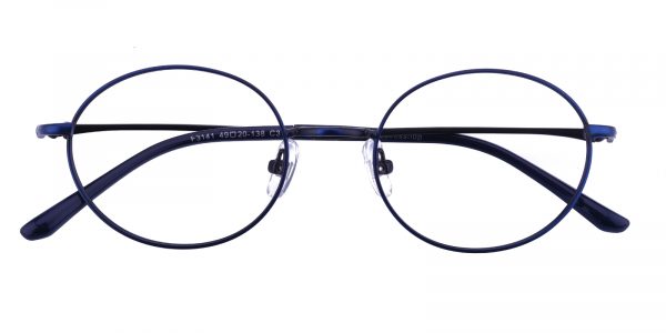 Unisex Oval Eyeglasses Full Frame Metal Blue - FM1190