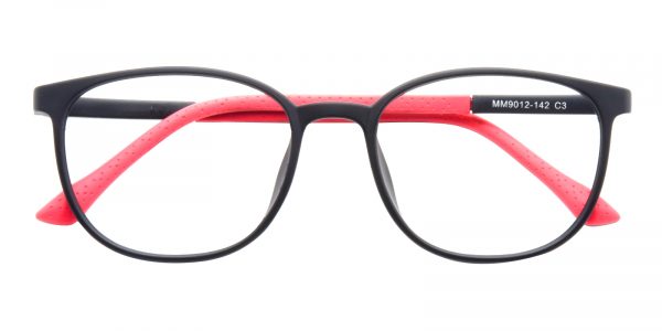 Unisex Oval Eyeglasses Full Frame TR90 Black/Red - FP1404