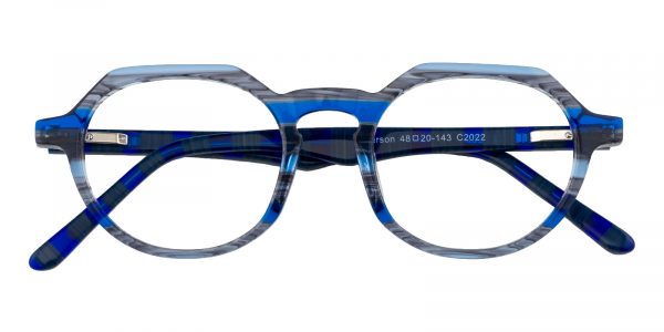 Unisex Polygon Eyeglasses Full Frame Plastic Blue - FZ1355