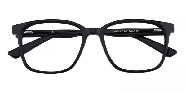 Unisex Rectangle Eyeglasses Full Frame Plastic Black - FZ1271