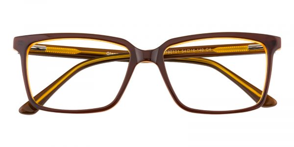 Unisex Rectangle Eyeglasses Full Frame Plastic Brown - FZ1304