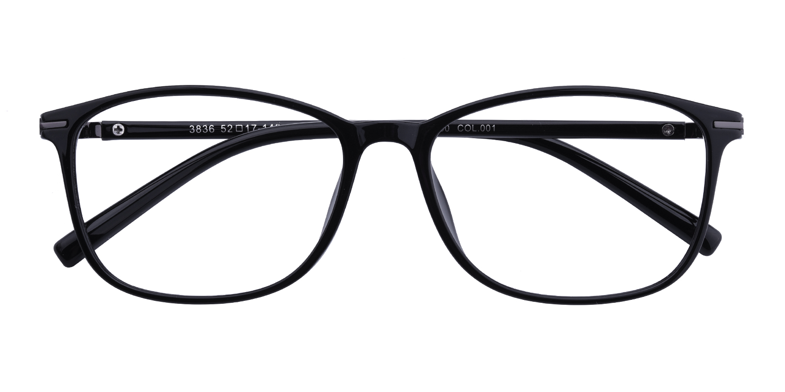 Unisex Rectangle Eyeglasses Full Frame Tr90 Black Fp1768
