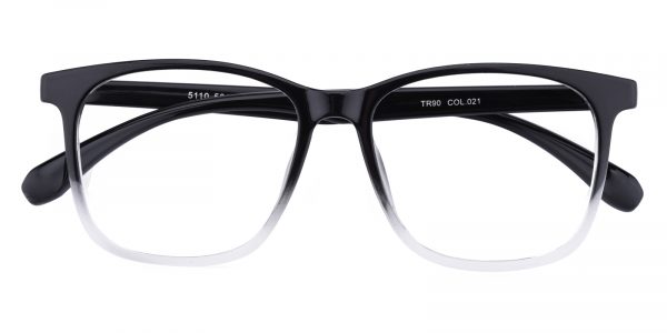 Unisex Rectangle Eyeglasses Full Frame TR90 Black/Crystal - FP1644