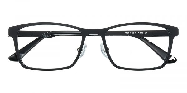 Unisex Rectangle Eyeglasses Full Frame Titanium Black - FT0319